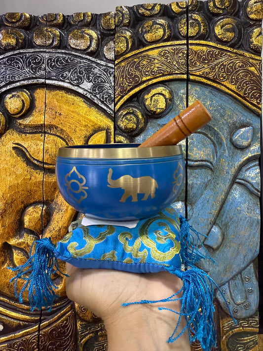 Cuenco tibetano elefantes azul