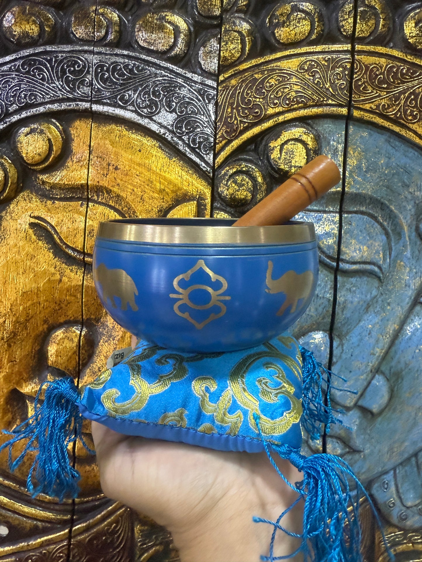 Cuenco tibetano elefantes azul